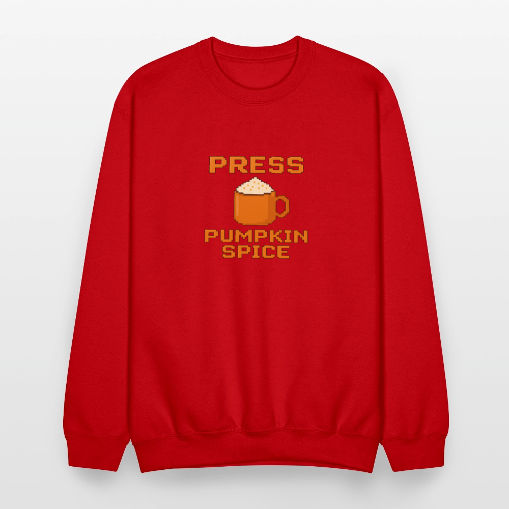 Press Pumpkin Spice Funny Gamer Meme Crewneck Sweatshirt - red