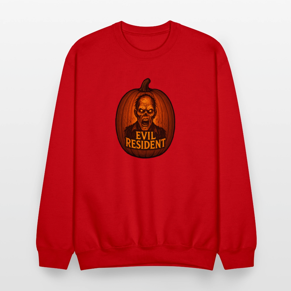 Evil Resident Zombie Pumpkin Halloween Art Crewneck Sweatshirt - red