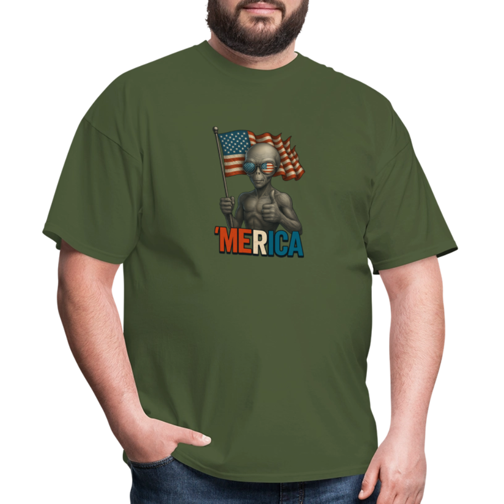 Thumbs Up Merica Alien 4th of July Funny and Patriotic Unisex Classic T-Shirt - military green