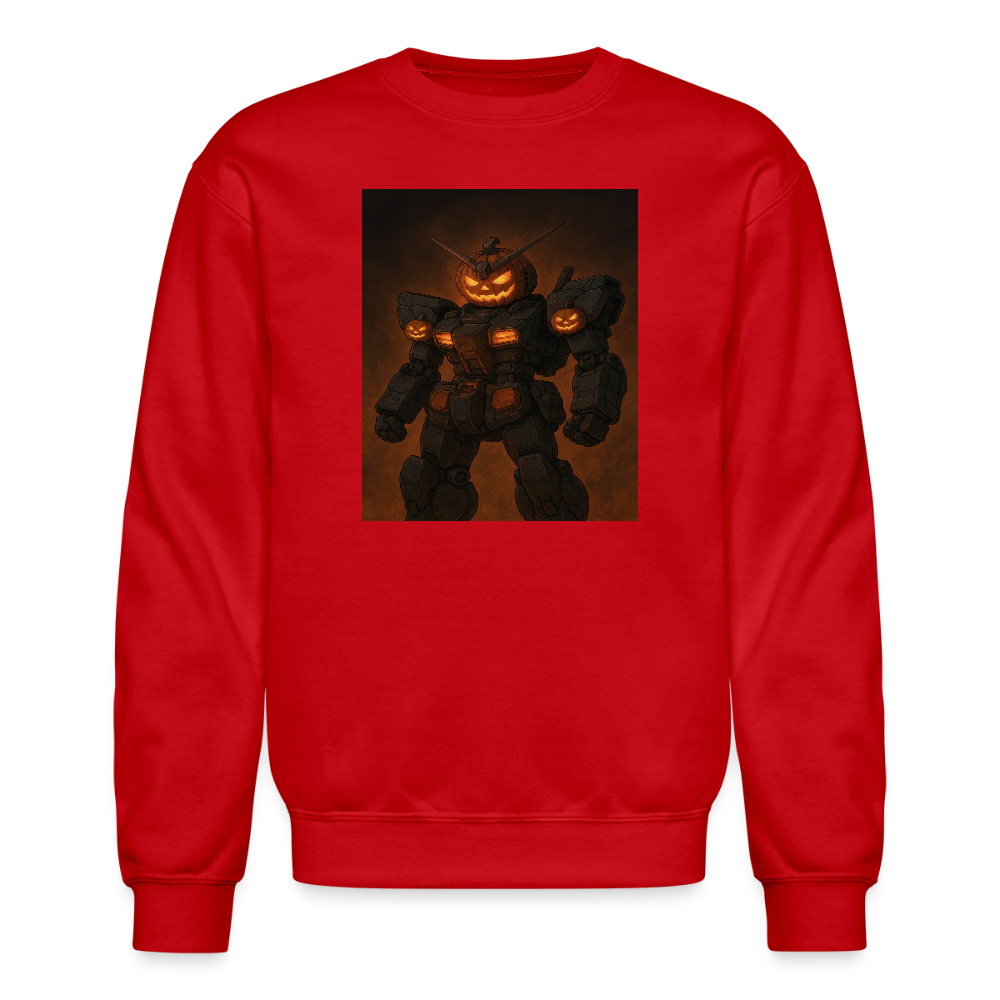 Pumpkin Mech Halloween Robot Crewneck Sweatshirt - red