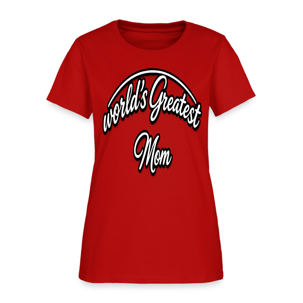 World's Greatest Mom Script Quote Women's T-Shirt - red