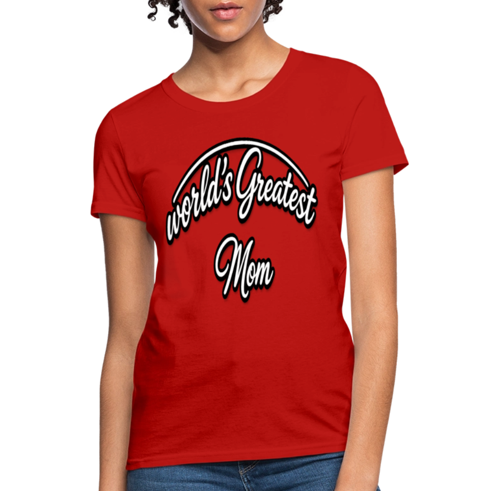 World's Greatest Mom Script Quote Women's T-Shirt - red