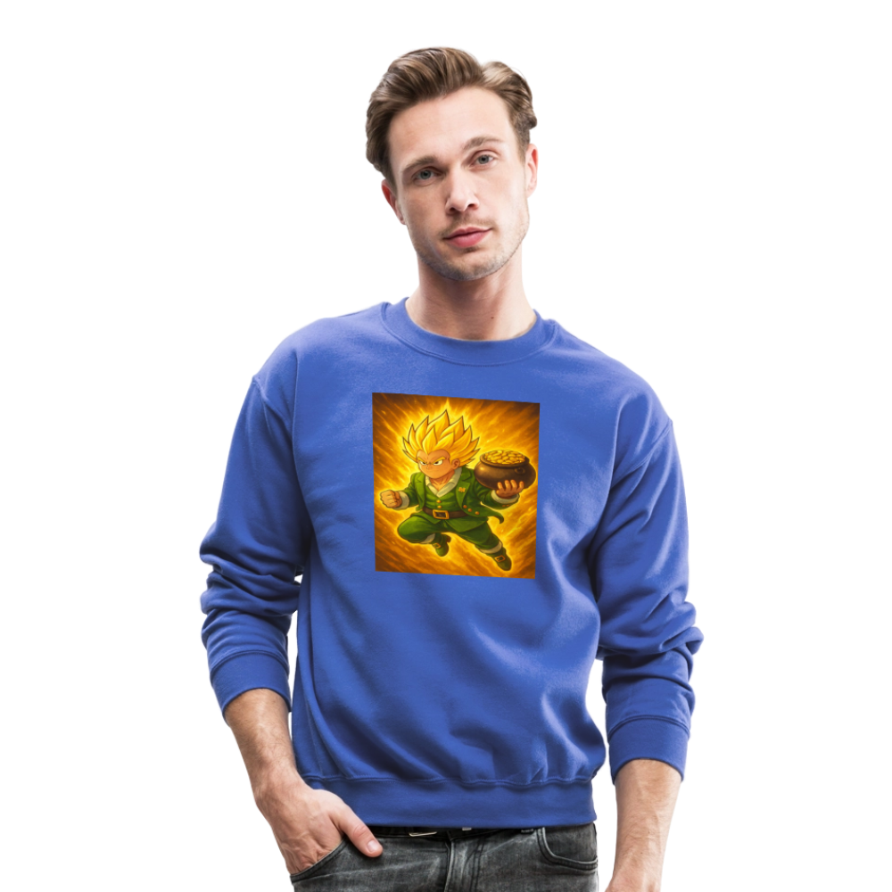 Leprechaun Anime Power Up Warrior Crewneck Sweatshirt - royal blue