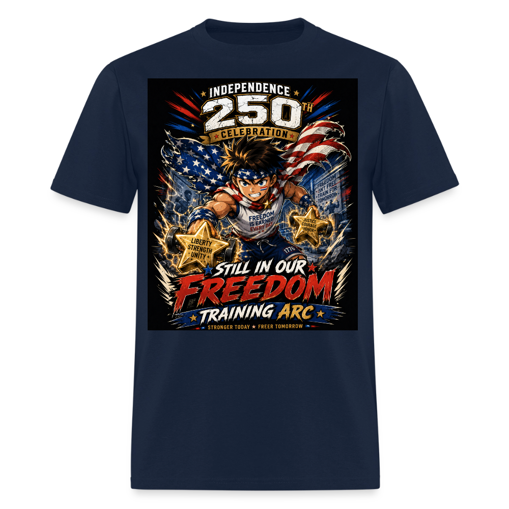 Patriotic T Shirt for July 4th Fans: Anime Hero Graphic - navy