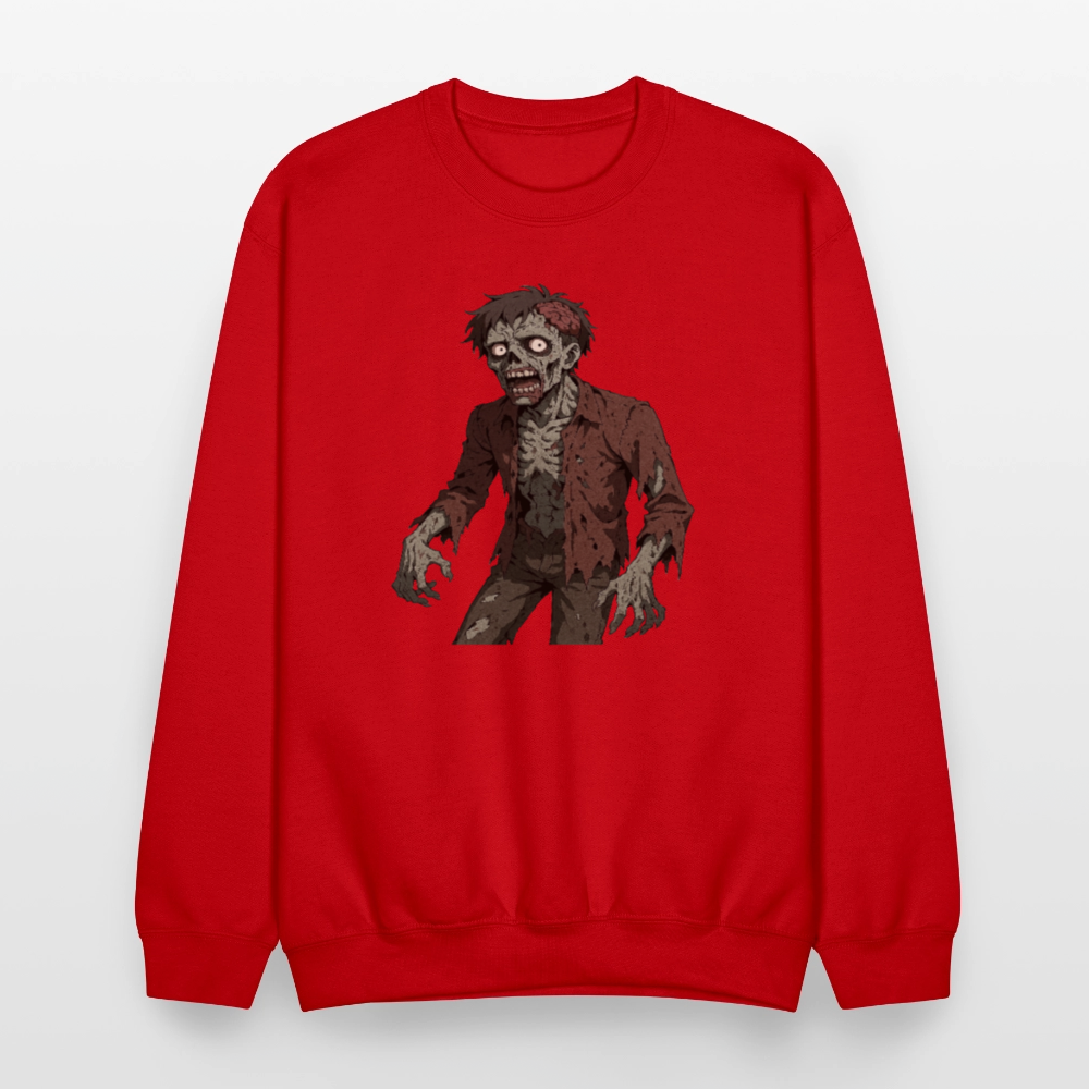 Creepy Zombie Horror Art Crewneck Sweatshirt - red