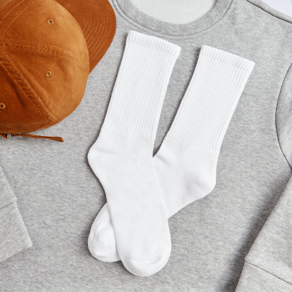 Custom Photo Crew Socks – USA-Made SOCCO Socks | Upload Your Own Image, Design, Quote or Logo | Personalized Gift Socks - white