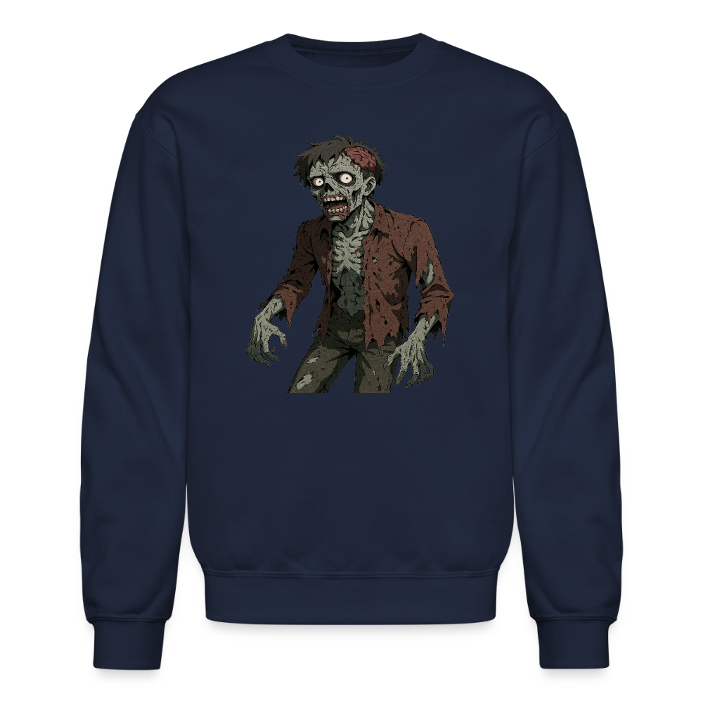Creepy Zombie Horror Art Crewneck Sweatshirt - navy