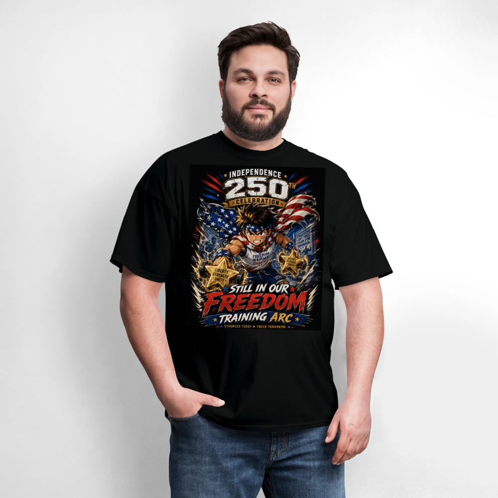 Patriotic T Shirt for July 4th Fans: Anime Hero Graphic - black