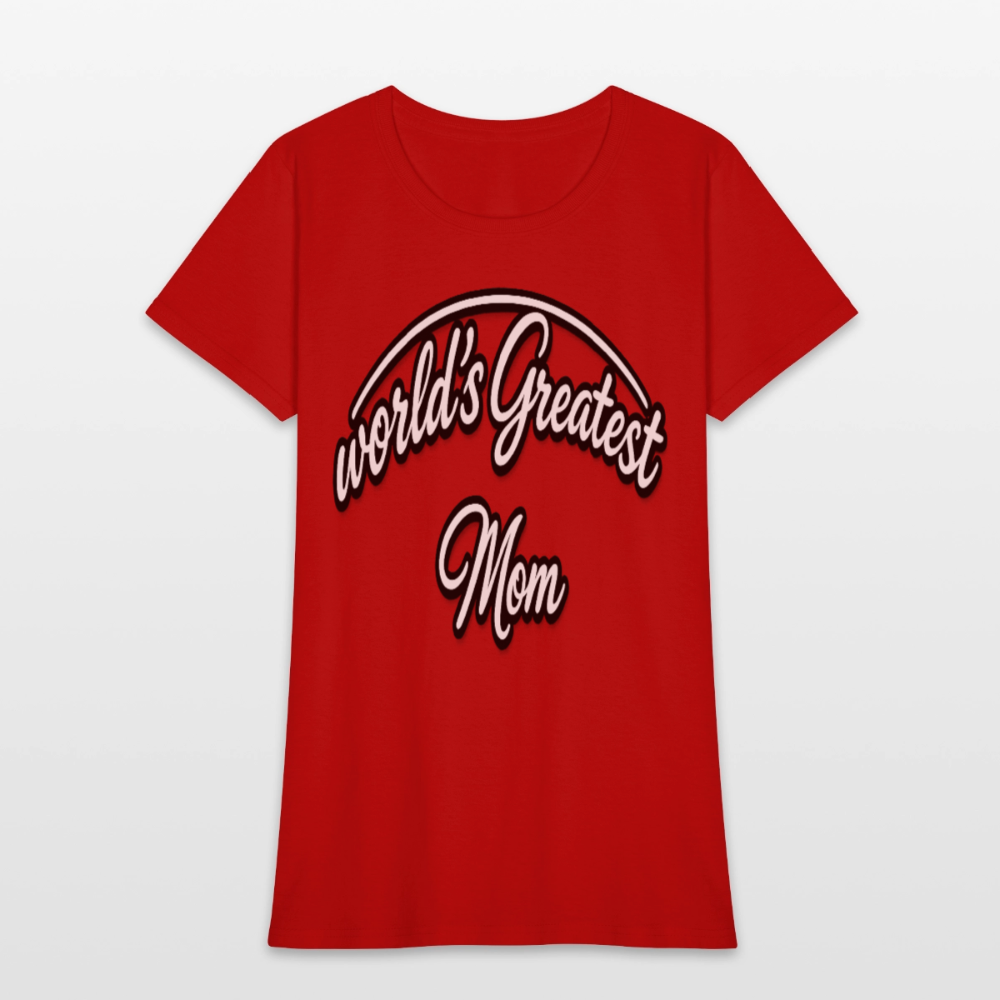 World's Greatest Mom Script Quote Women's T-Shirt - red
