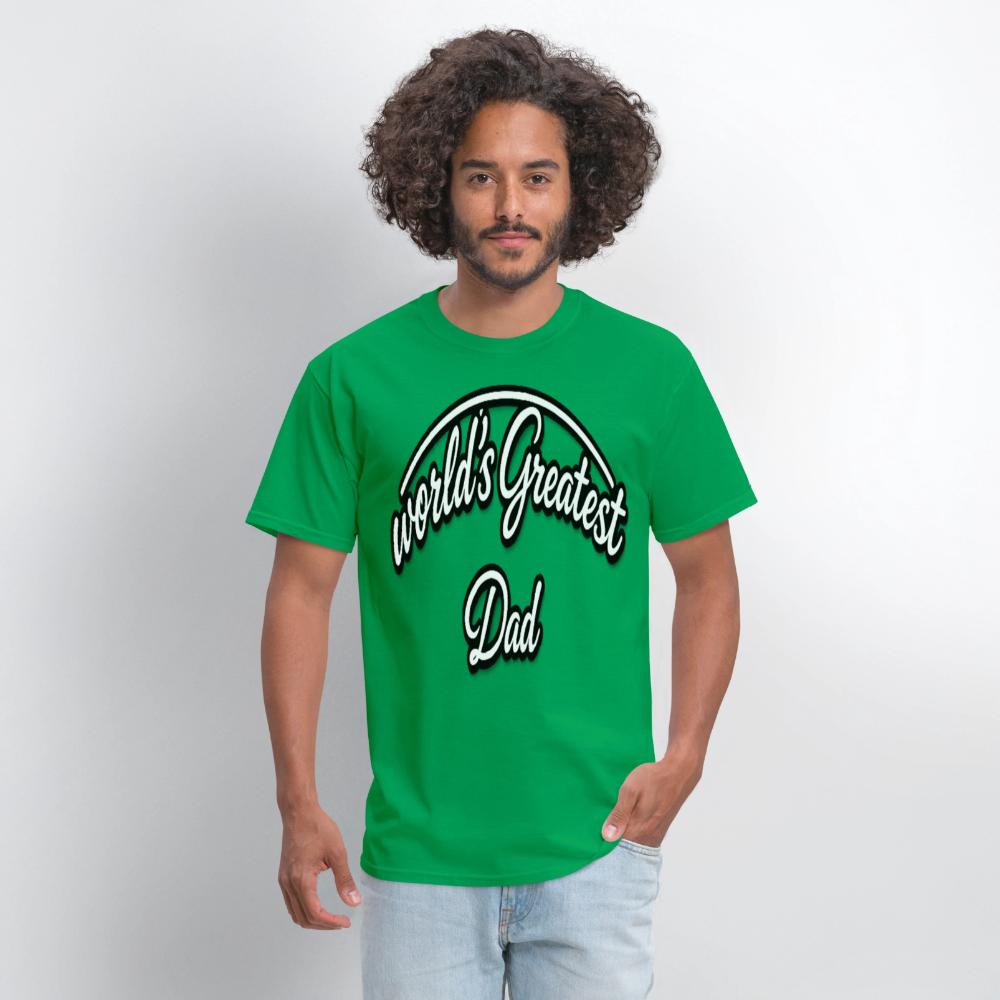Dad Appreciation T Shirt: Worlds Greatest Dad Script - bright green