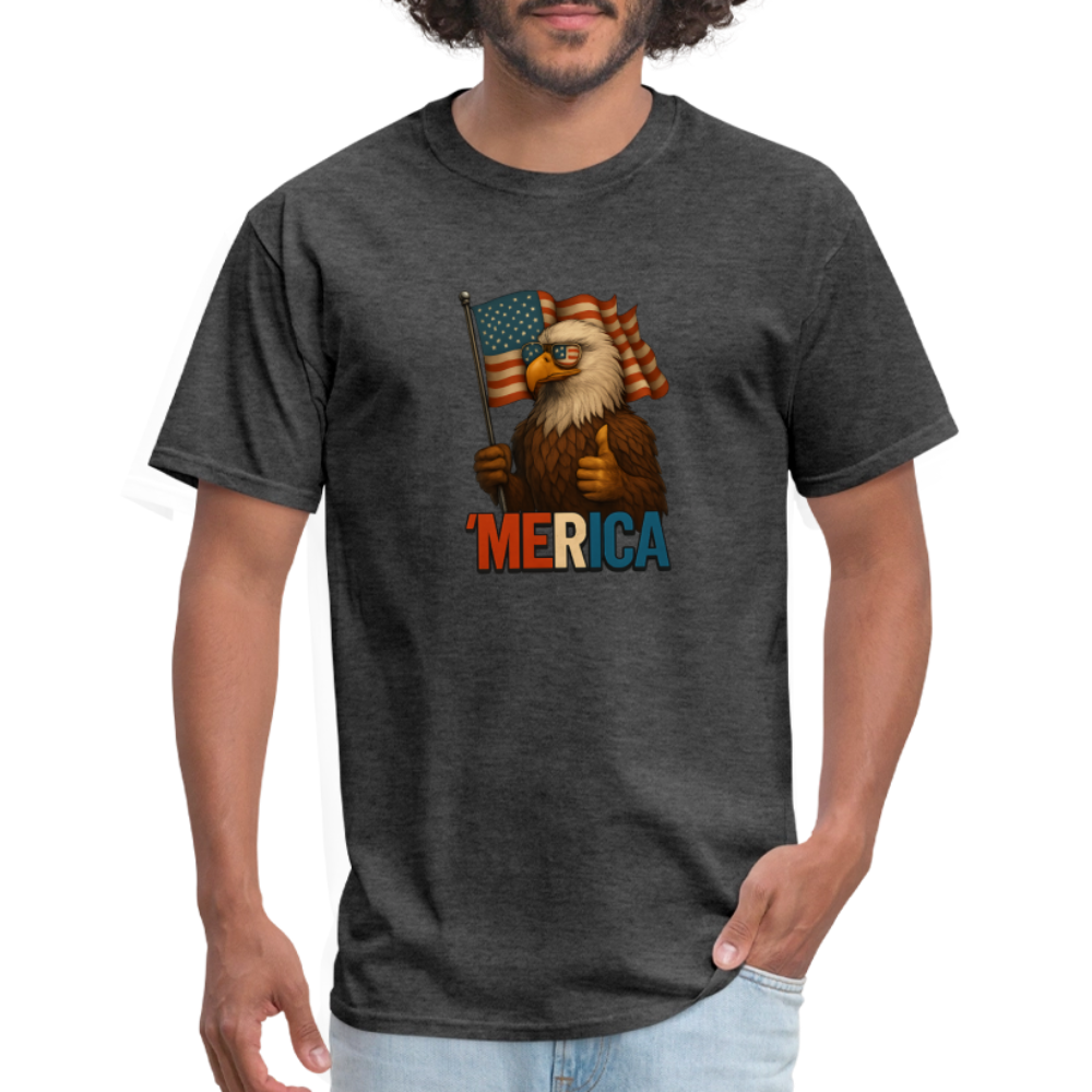 Thumbs Up Merica Eagle 4th of July Funny and Patriotic Unisex Classic T-Shirt - heather black