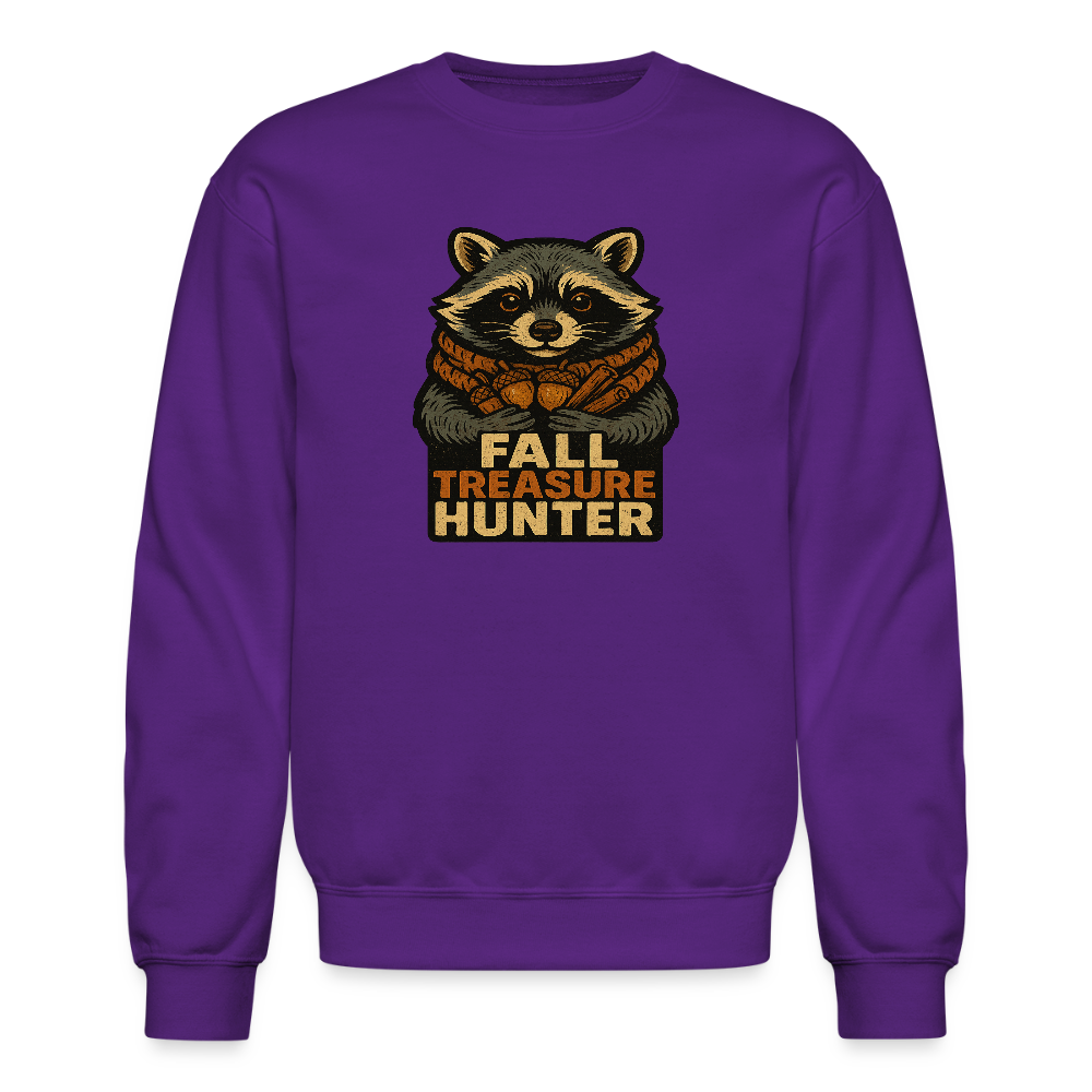 Raccoon Fall Treasure Hunter Crewneck Sweatshirt - purple
