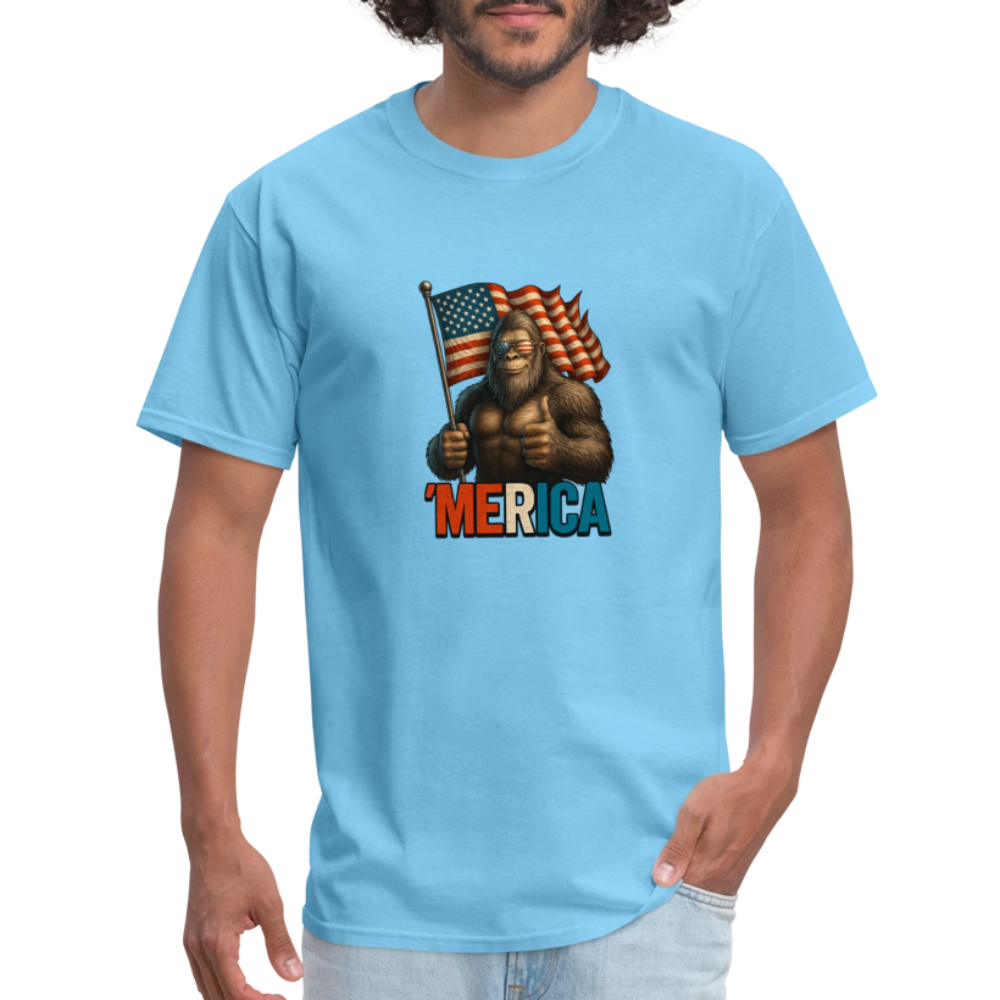 Thumbs Up Merica Big Foot 4th of July Funny and Patriotic Unisex Classic T-Shirt - aquatic blue