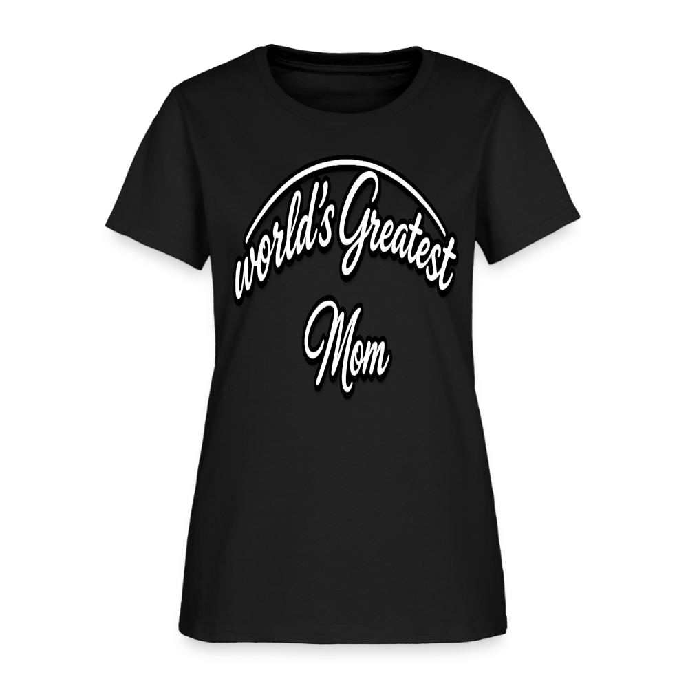 World's Greatest Mom Script Quote Women's T-Shirt - black