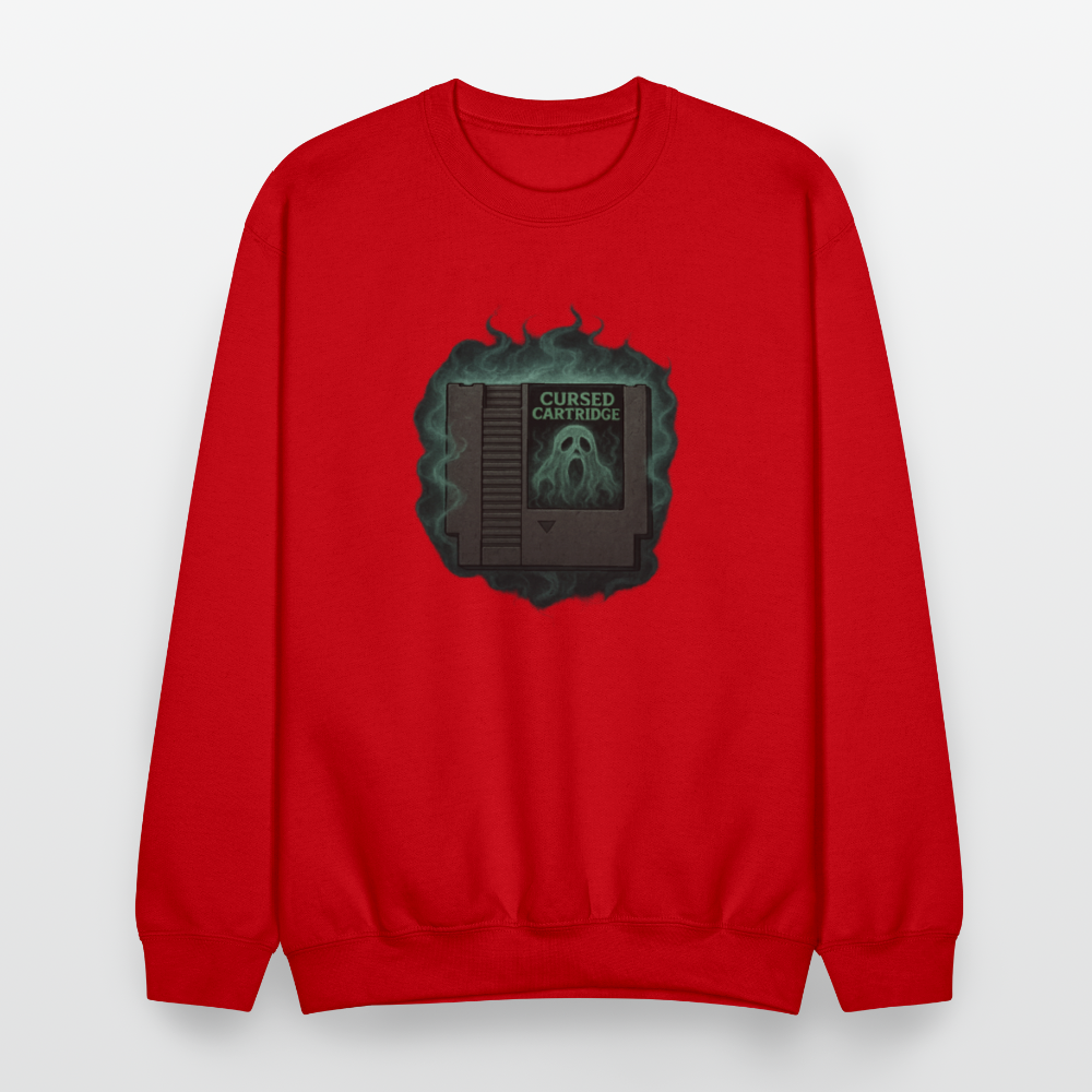 Haunted Retro Gamer Cursed Cartridge Crewneck Sweatshirt - red