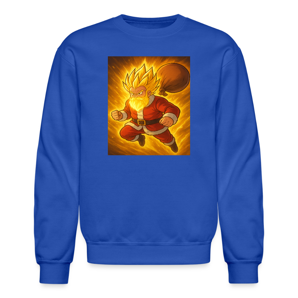 Super Powered Santa Anime Meme Crewneck Sweatshirt - royal blue
