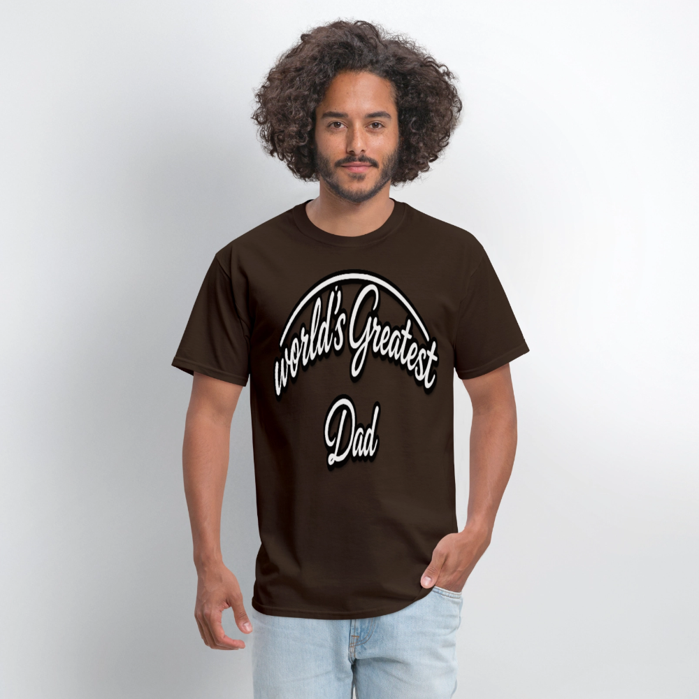 Dad Appreciation T Shirt: Worlds Greatest Dad Script - brown