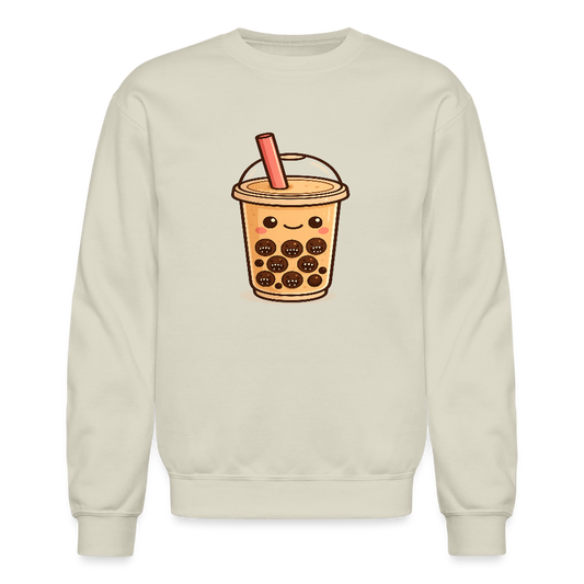 Kawaii Bubble Tea Monster Meme Crewneck Sweatshirt - Sand