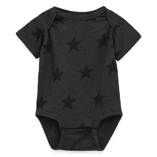 Customizable Baby 5 Star Print One Piece ADD YOUR OWN PHOTO, IMAGES, DESIGNS, QUOTES AND MORE - charcoal star 