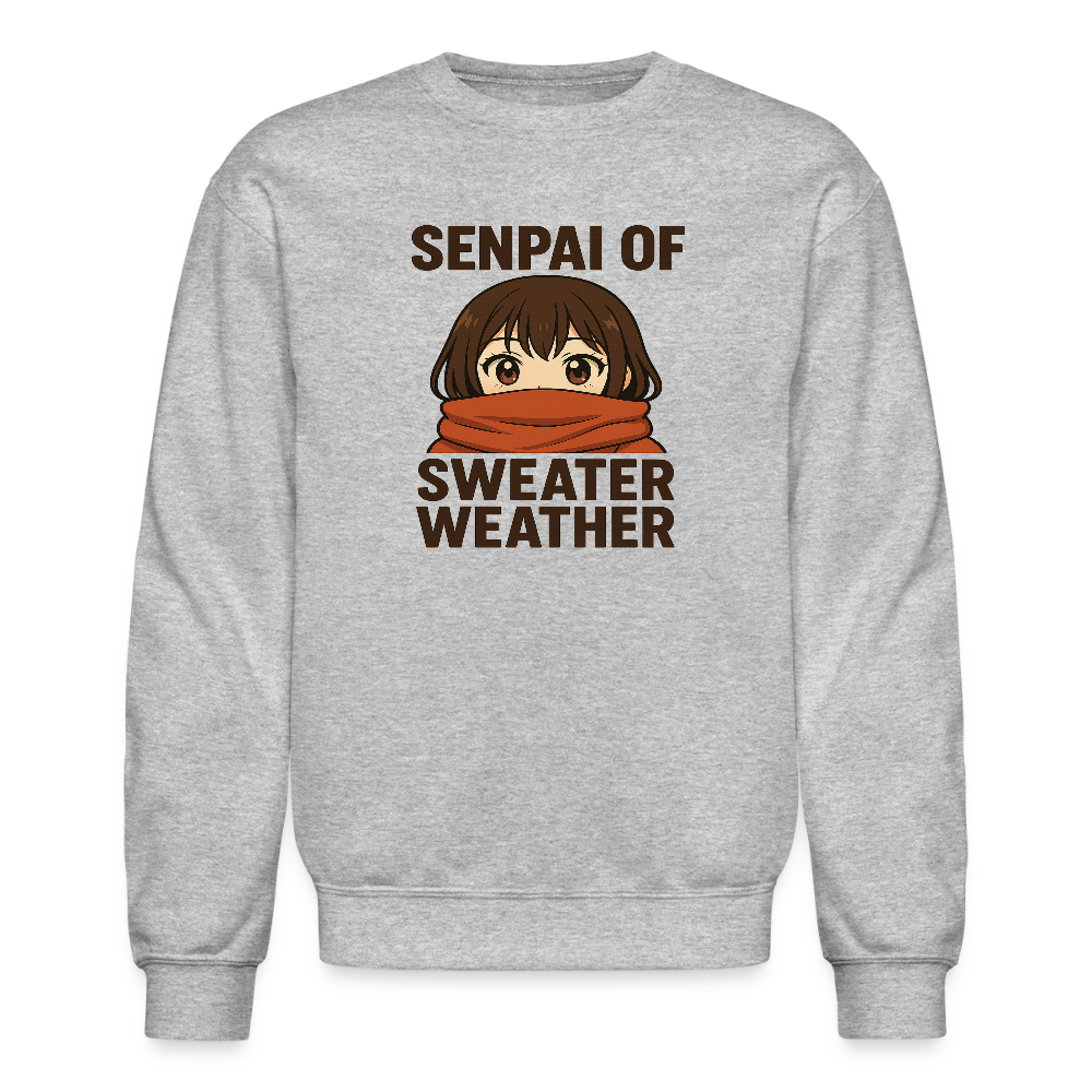 Senpai of Sweater Weather Anime Meme Crewneck Sweatshirt - heather gray