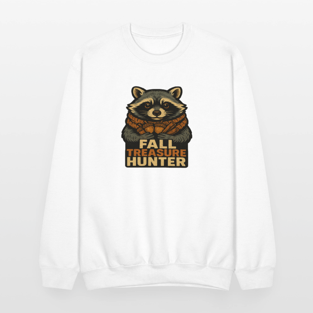 Raccoon Fall Treasure Hunter Crewneck Sweatshirt - white