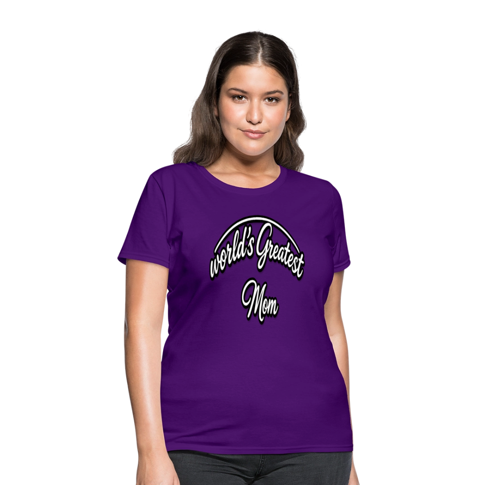 World's Greatest Mom Script Quote Women's T-Shirt - purple