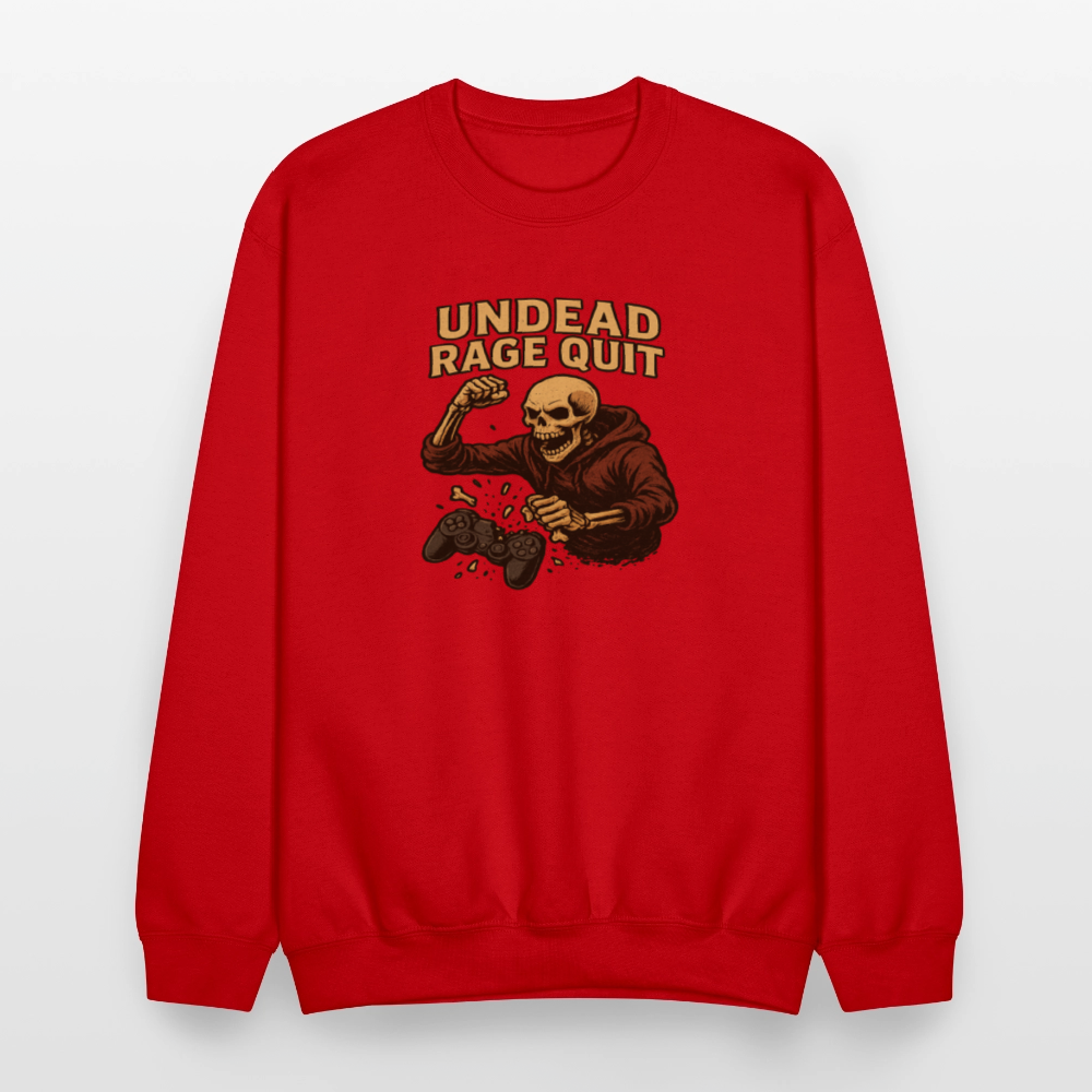 Undead Rage Quit Gamer Meme Crewneck Sweatshirt - red