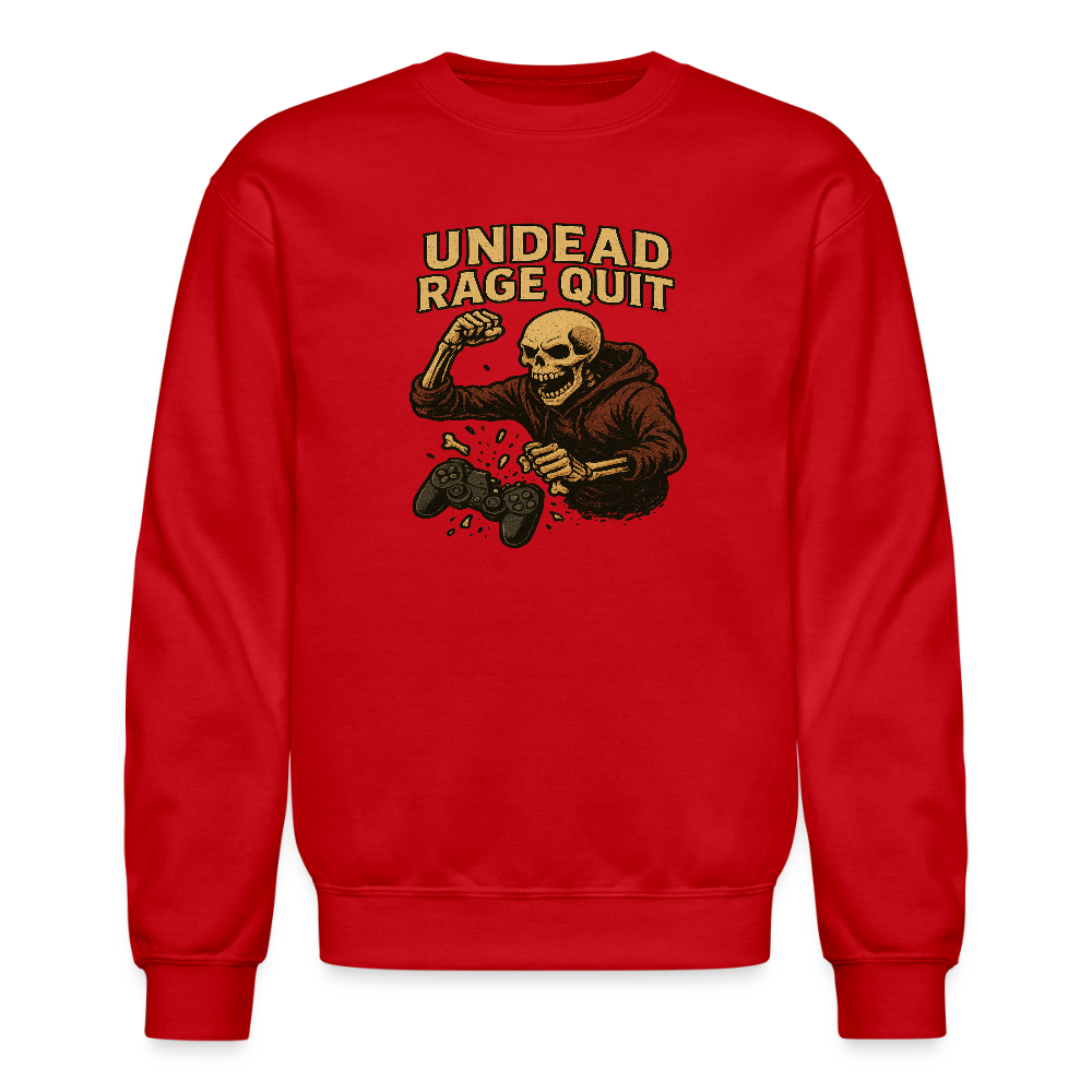 Undead Rage Quit Gamer Meme Crewneck Sweatshirt - red