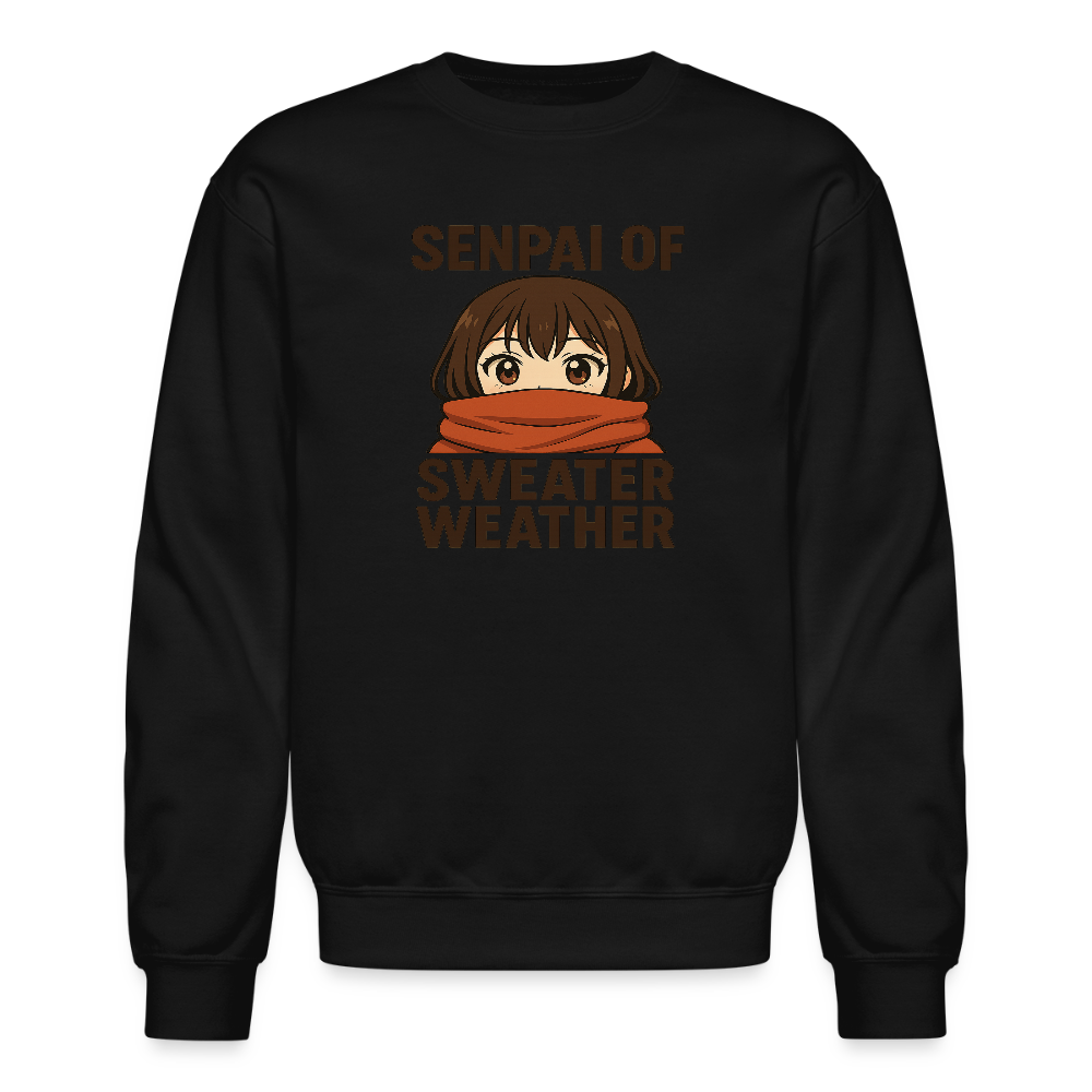 Senpai of Sweater Weather Anime Meme Crewneck Sweatshirt - black