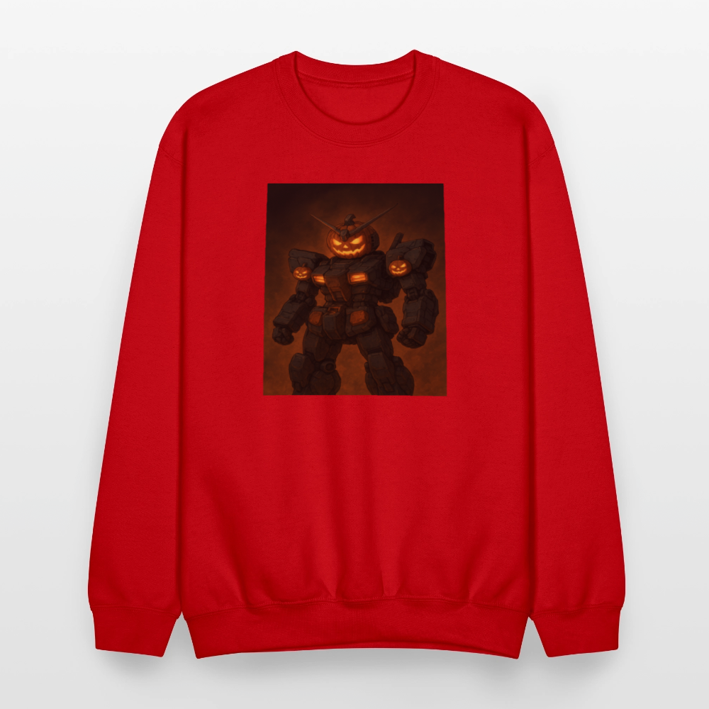 Pumpkin Mech Halloween Robot Crewneck Sweatshirt - red