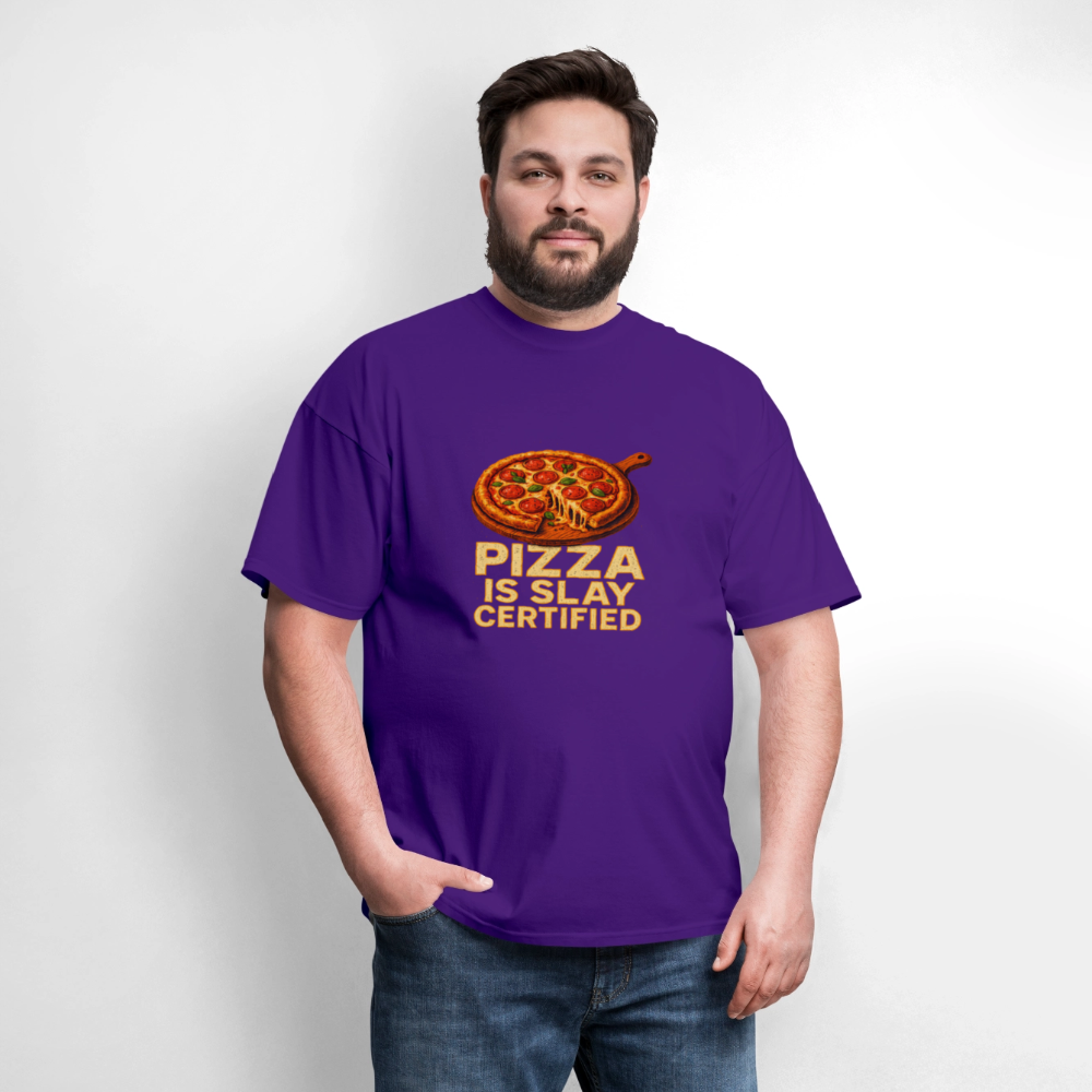 Pizza Is Slay Certified Funny Meme Gift for Pizza Lovers Unisex Classic T-Shirt - purple