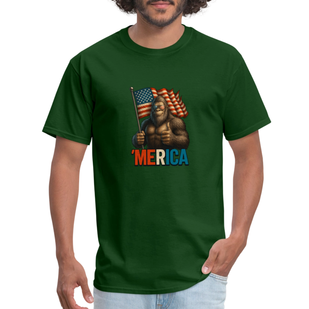 Thumbs Up Merica Big Foot 4th of July Funny and Patriotic Unisex Classic T-Shirt - forest green
