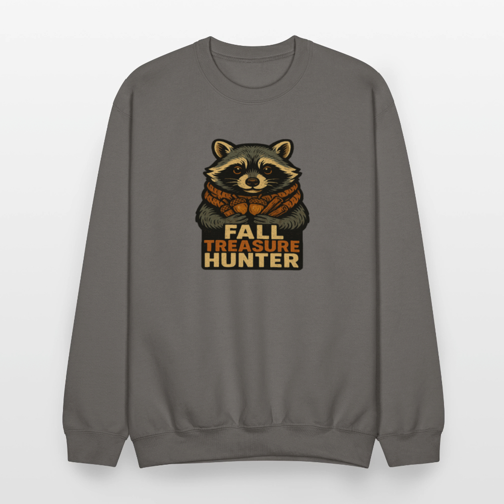 Raccoon Fall Treasure Hunter Crewneck Sweatshirt - asphalt gray