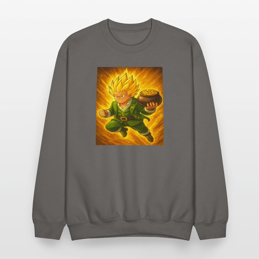 Leprechaun Anime Power Up Warrior Crewneck Sweatshirt - asphalt gray