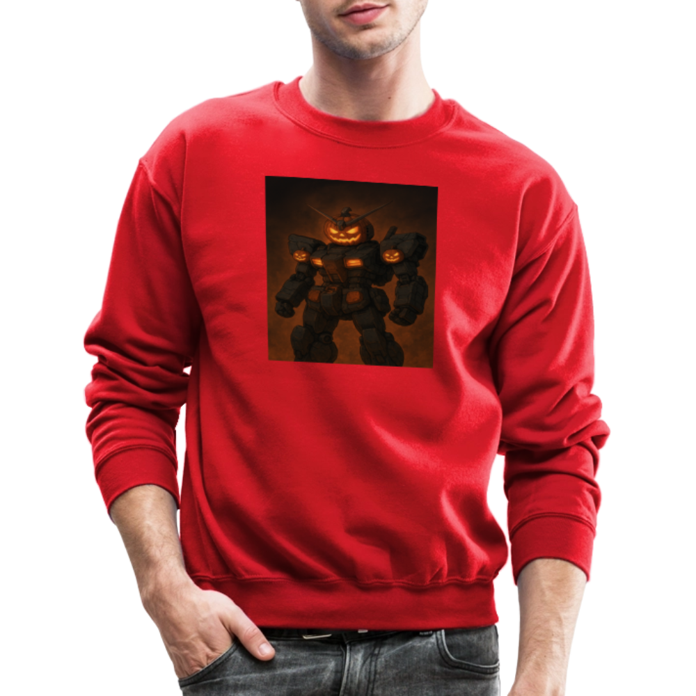 Pumpkin Mech Halloween Robot Crewneck Sweatshirt - red