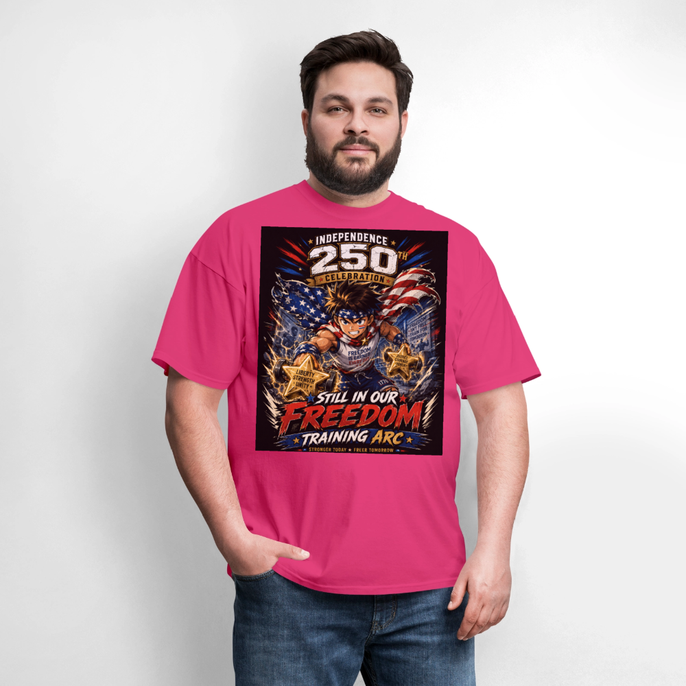 Patriotic T Shirt for July 4th Fans: Anime Hero Graphic - fuchsia