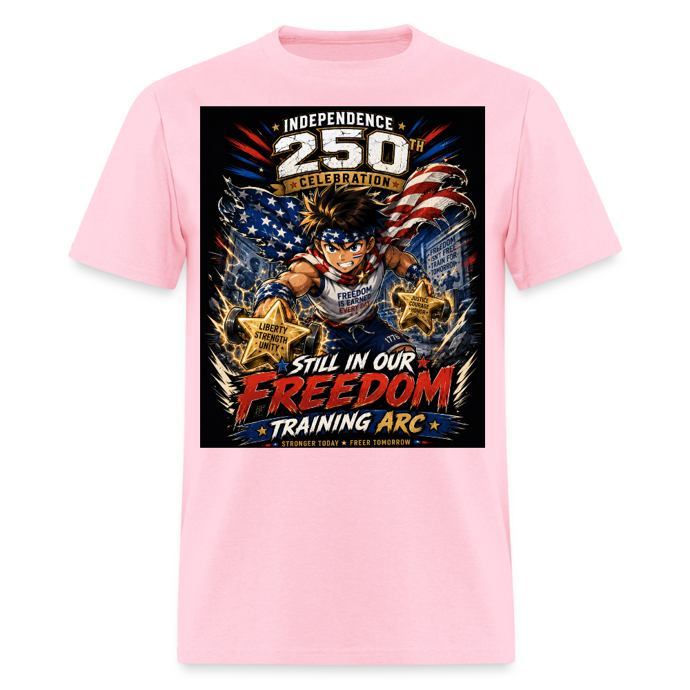 Patriotic T Shirt for July 4th Fans: Anime Hero Graphic - pink