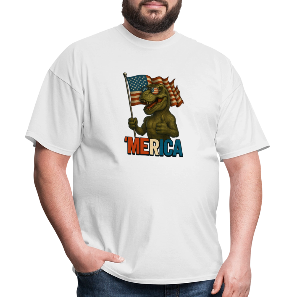 Thumbs Up Merica T Rex 4th of July Funny and Patriotic Unisex Classic T-Shirt - white