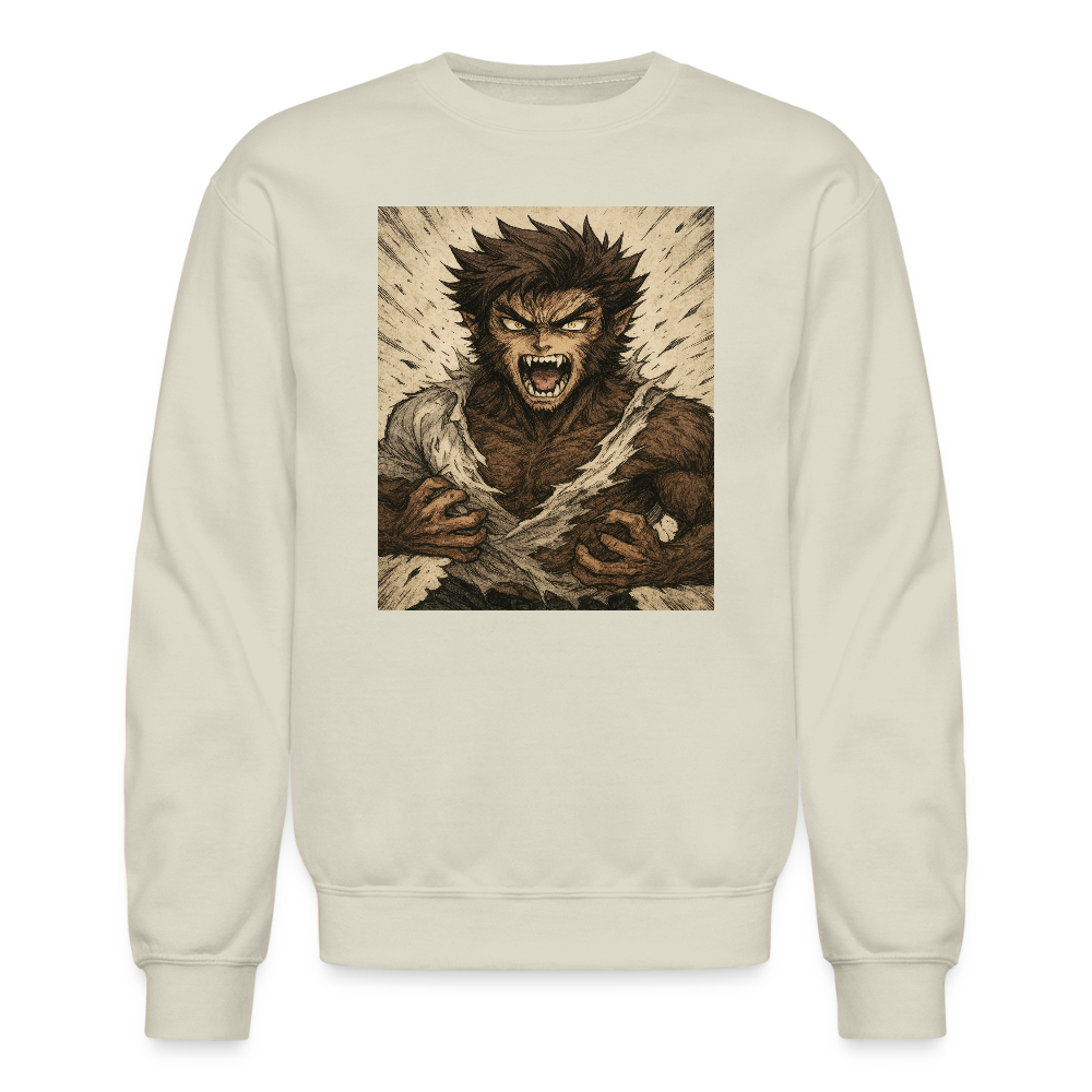 Anime Style Werewolf Transformation Crewneck Sweatshirt - Sand
