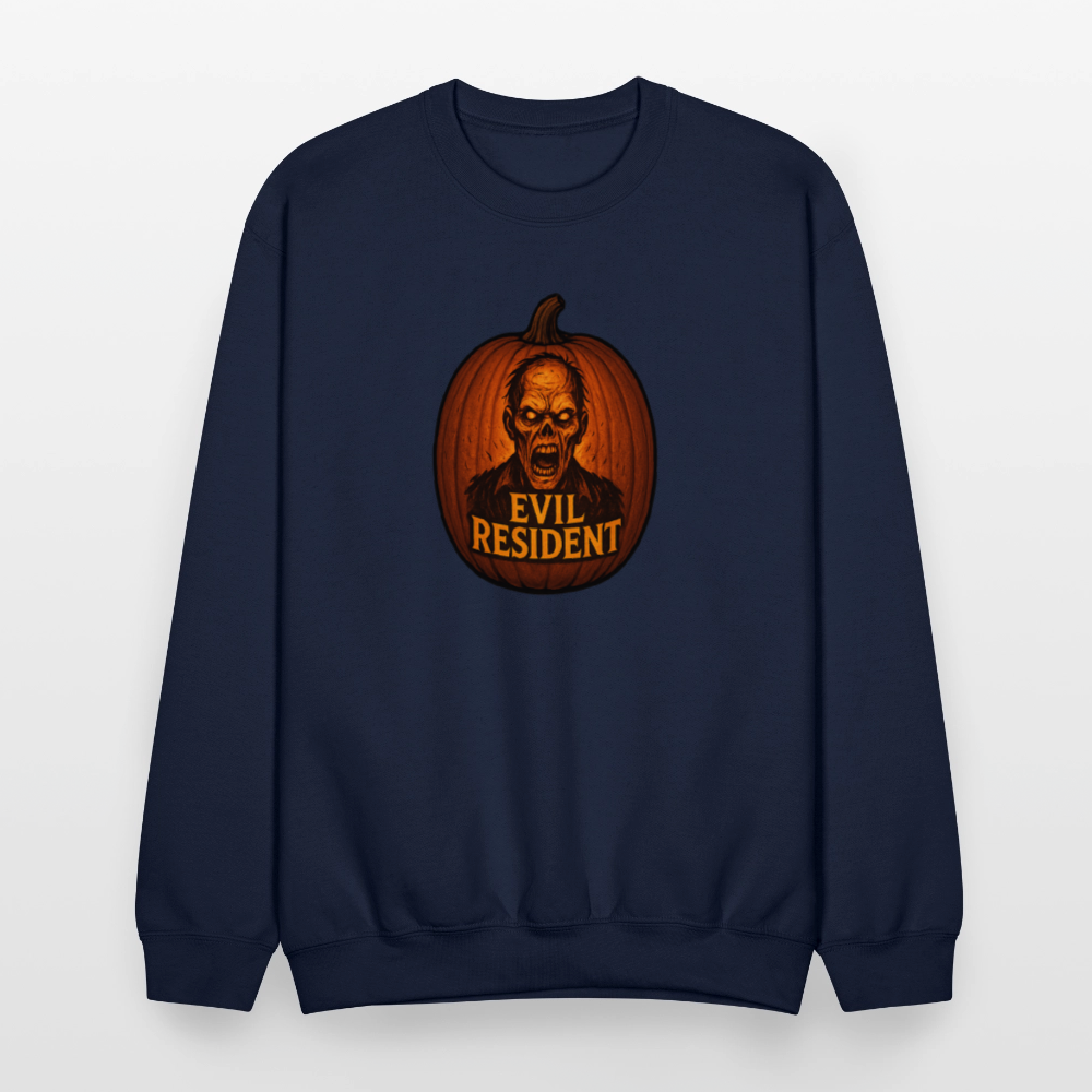 Evil Resident Zombie Pumpkin Halloween Art Crewneck Sweatshirt - navy