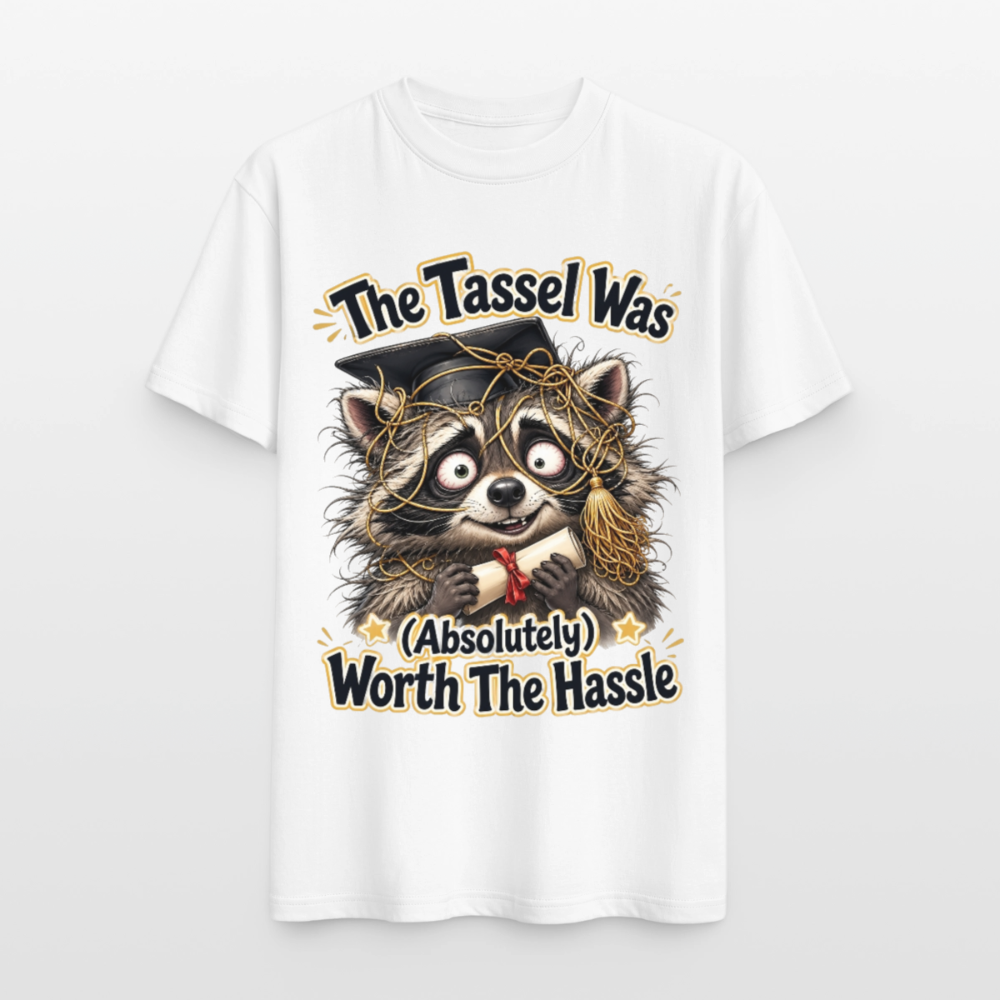 Funny Raccoon Graduation Design, Tassel Worth the Hassle Graduate Gift, Cute Animal Commencement Humor for Seniors & Students Gildan Ultra Cotton Adult T-Shirt - white