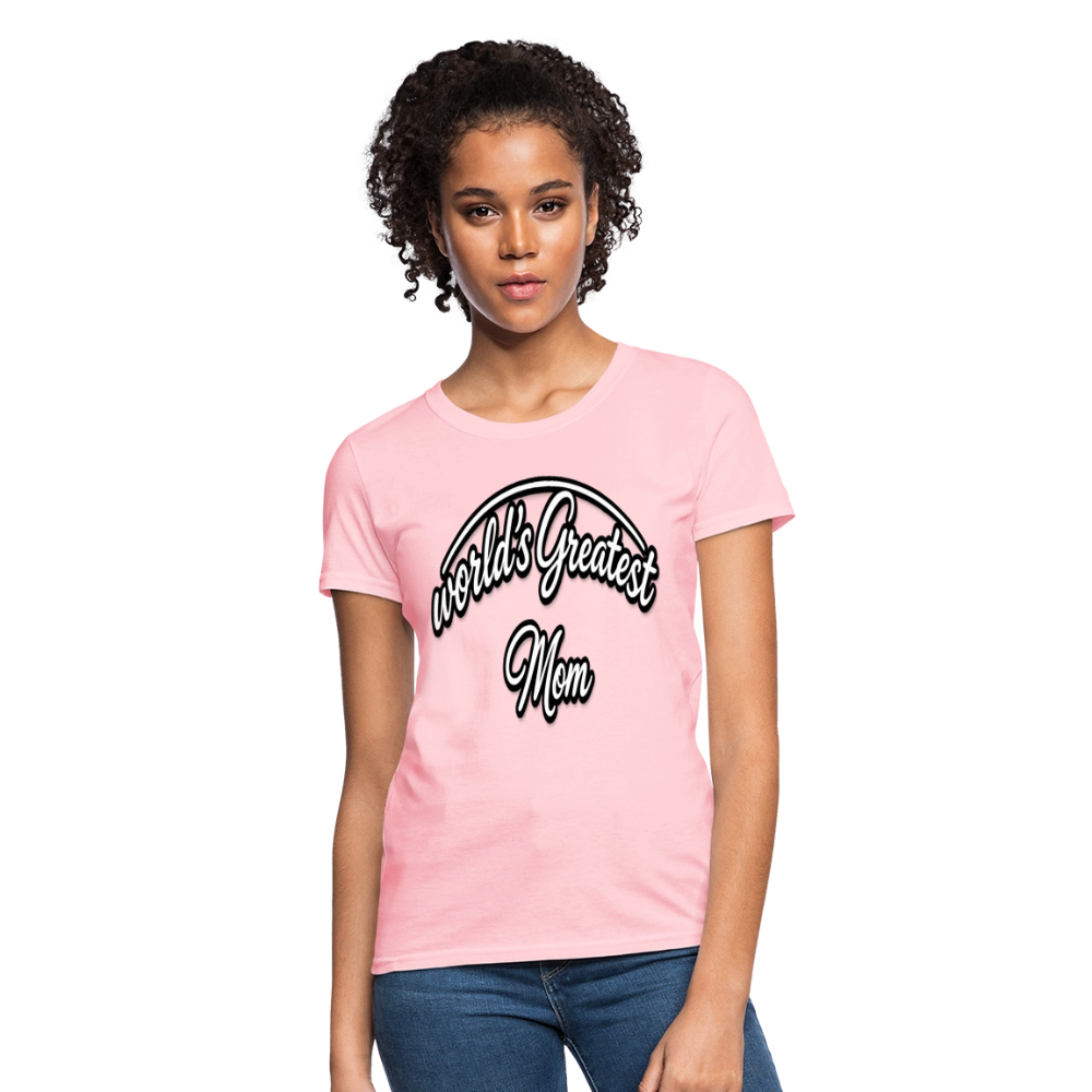 World's Greatest Mom Script Quote Women's T-Shirt - pink