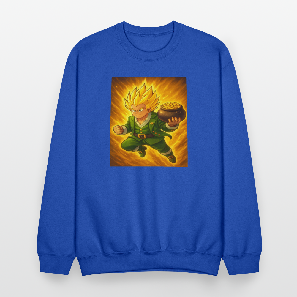 Leprechaun Anime Power Up Warrior Crewneck Sweatshirt - royal blue