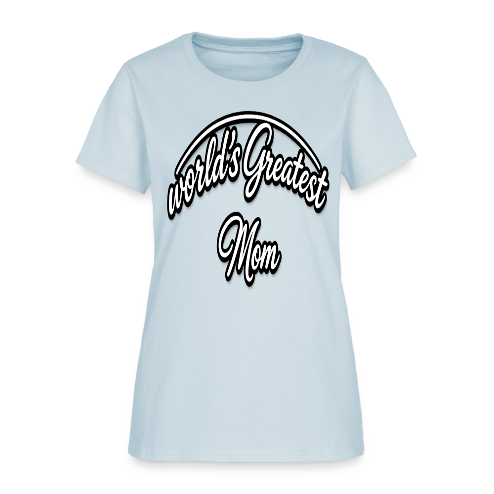 World's Greatest Mom Script Quote Women's T-Shirt - light blue