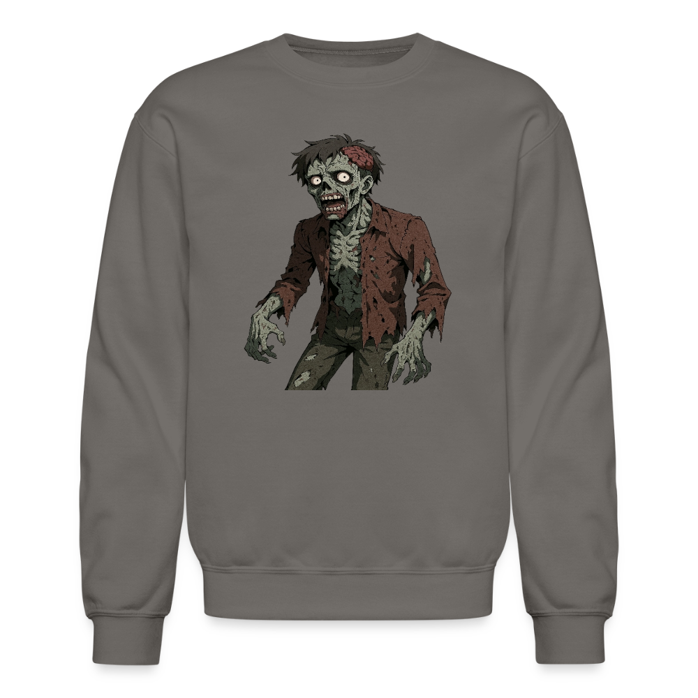Creepy Zombie Horror Art Crewneck Sweatshirt - asphalt gray
