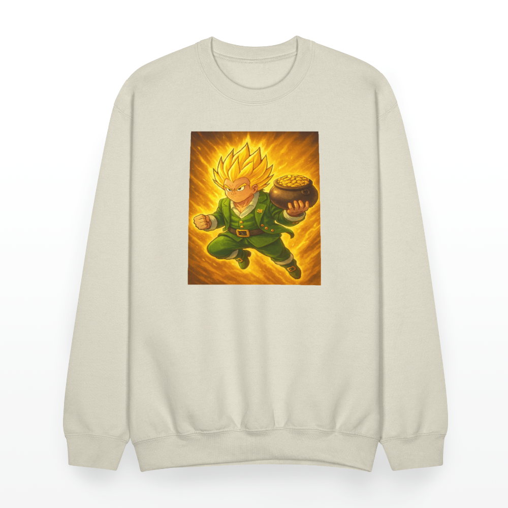 Leprechaun Anime Power Up Warrior Crewneck Sweatshirt - Sand