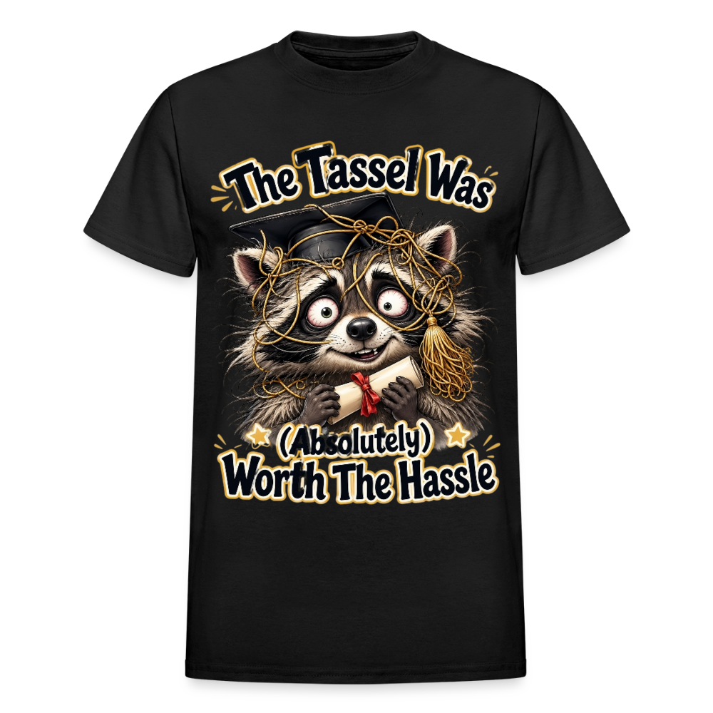 Funny Raccoon Graduation Design, Tassel Worth the Hassle Graduate Gift, Cute Animal Commencement Humor for Seniors & Students Gildan Ultra Cotton Adult T-Shirt - black