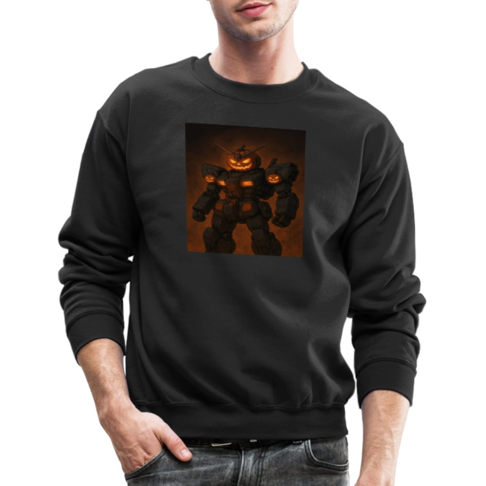 Pumpkin Mech Halloween Robot Crewneck Sweatshirt - black