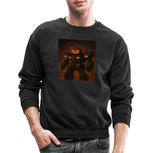 Pumpkin Mech Halloween Robot Crewneck Sweatshirt - black