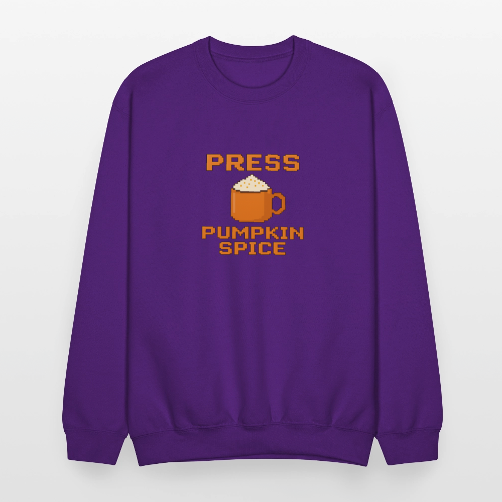 Press Pumpkin Spice Funny Gamer Meme Crewneck Sweatshirt - purple
